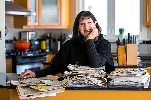 MIKAELA MACKENZIE / WINNIPEG FREE PRESS

Enid Barnes, longtime contributor and avid reader of the papers Recipe Swap column, poses for a portrait in her kitchen with her collection of recipe clippings in Winnipeg on Friday, Feb. 25, 2022. For Eva Wasney story.
Winnipeg Free Press 2022.