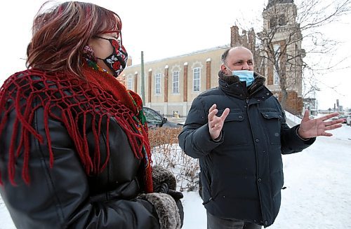JOHN WOODS / WINNIPEG FREE PRESS
Oksana and Igor Melynk speak about their concerns for the people of The Ukraine outside St Vladimir & Olga Cathedral on McGregor in Winnipeg Sunday, February 27, 2022. People were attending the church to pray for the people during the Russian invasion of The Ukraine.

Re: Macintosh