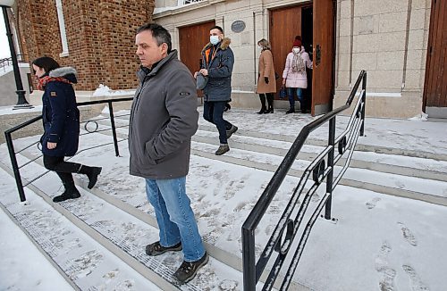 JOHN WOODS / WINNIPEG FREE PRESS
Michael Korniat, who has a close friend in Kyiv and parents left because of communism in the 60s, speaks about his concerns for the people of The Ukraine outside St Vladimir & Olga Cathedral on McGregor in Winnipeg Sunday, February 27, 2022. People were attending the church to pray for the people during the Russian invasion of The Ukraine.

Re: Macintosh