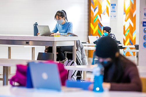 MIKAELA MACKENZIE / WINNIPEG FREE PRESS

Janet Nguyen, bachelor of sciences student, studies in the University Centre on campus at the University of Manitoba in Winnipeg on Monday, Feb. 28, 2022. For Maggie Macintosh story.
Winnipeg Free Press 2022.