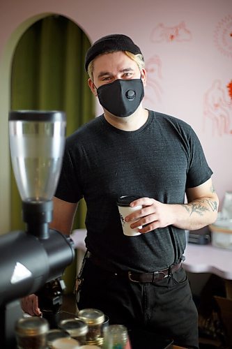 MIKE DEAL / WINNIPEG FREE PRESS
Jordan Cayer owner of Never Better Coffee at 701 Corydon Ave, inside the Riley Grae store.
See Malak Abas story
220301 - Tuesday, March 01, 2022.