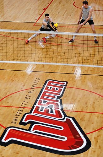 JOHN WOODS / WINNIPEG FREE PRESS
The University of Wesmen mens volleyball team practice at the university Tuesday, March 1, 2022. The playoffs start this week for the Wesmen.

Re: Allen