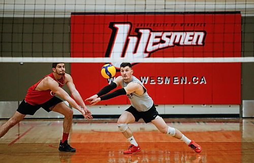 JOHN WOODS / WINNIPEG FREE PRESS
The University of Wesmen mens volleyball team practice at the university Tuesday, March 1, 2022. The playoffs start this week for the Wesmen.

Re: Allen