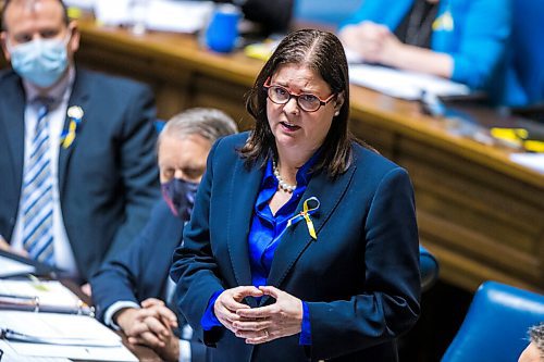 MIKAELA MACKENZIE / WINNIPEG FREE PRESS

Premier Heather Stefanson on the first day back in session at the Manitoba Legislative Building in Winnipeg on Wednesday, March 2, 2022. For Carol Sanders story.
Winnipeg Free Press 2022.