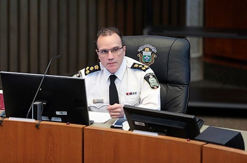 RUTH BONNEVILLE / WINNIPEG FREE PRESS

Local - City Hall WPS

Danny Smyth, Winnipeg Chief of Police, at city Hall during police board meeting Friday.

March 4th,  2022