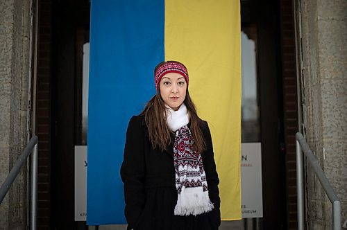 JESSICA LEE / WINNIPEG FREE PRESS

Alexandra Shkandrij, volunteer Ukrainian Canadian Congress spokesperson, poses for a photo at Oseredok, the Canadian Cultural Centre, on March 4, 2022.

Reporter: Carol
