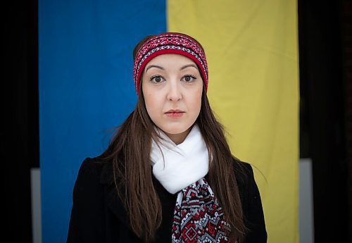 JESSICA LEE / WINNIPEG FREE PRESS

Alexandra Shkandrij, volunteer Ukrainian Canadian Congress spokesperson, poses for a photo at Oseredok, the Canadian Cultural Centre, on March 4, 2022.

Reporter: Carol
