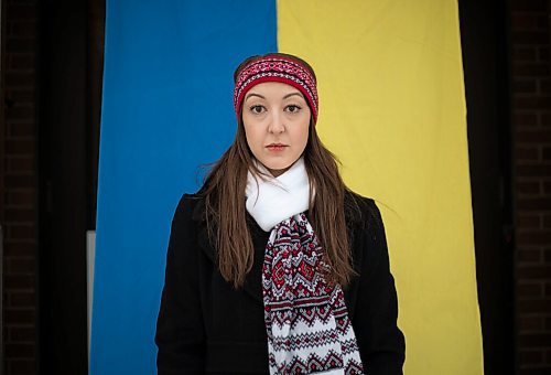 JESSICA LEE / WINNIPEG FREE PRESS

Alexandra Shkandrij, volunteer Ukrainian Canadian Congress spokesperson, poses for a photo at Oseredok, the Canadian Cultural Centre, on March 4, 2022.

Reporter: Carol
