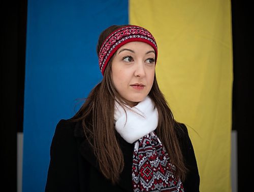 JESSICA LEE / WINNIPEG FREE PRESS

Alexandra Shkandrij, volunteer Ukrainian Canadian Congress spokesperson, poses for a photo at Oseredok, the Canadian Cultural Centre, on March 4, 2022.

Reporter: Carol
