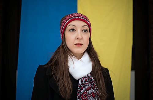 JESSICA LEE / WINNIPEG FREE PRESS

Alexandra Shkandrij, volunteer Ukrainian Canadian Congress spokesperson, poses for a photo at Oseredok, the Canadian Cultural Centre, on March 4, 2022.

Reporter: Carol
