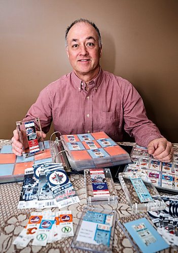 MIKE DEAL / WINNIPEG FREE PRESS
Rob Ferrand is a ticket stub collector extraordinaire. He has been collecting Winnipeg Jets ticket stubs since he was a youngster, at first only the games he went to, then as the collection grew he has expanded it to all the games they have played from 1972, when they joined the WHA, to 1996, when they left for Arizona.
See Dave Sanderson story
220308 - Tuesday, March 08, 2022.