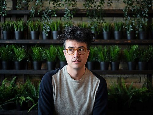 JESSICA LEE / WINNIPEG FREE PRESS

Filmmaker Damien Ferland poses for a portrait on March 8, 2022 at a cafe in the Exchange District.

Reporter: Randall


