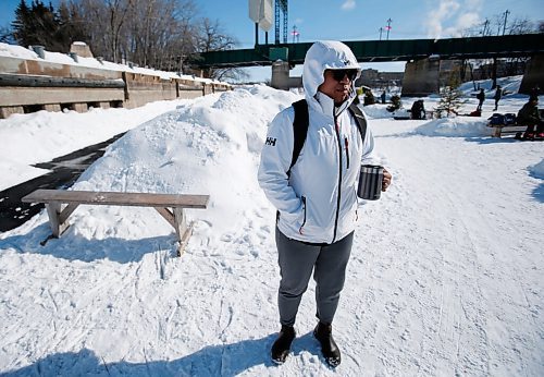 JOHN WOODS / WINNIPEG FREE PRESS
Yifan Liang speaks about the Manitobas new mask mandates at the Forks Sunday, March 13, 2022.