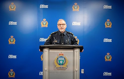 JESSICA LEE / WINNIPEG FREE PRESS

Constable Rob Carver speaks about the arrest of 65-year-old Joseph Floyd Delaney on March 14, 2022 at Winnipeg Police Service headquarters.

Reporter: Erik


