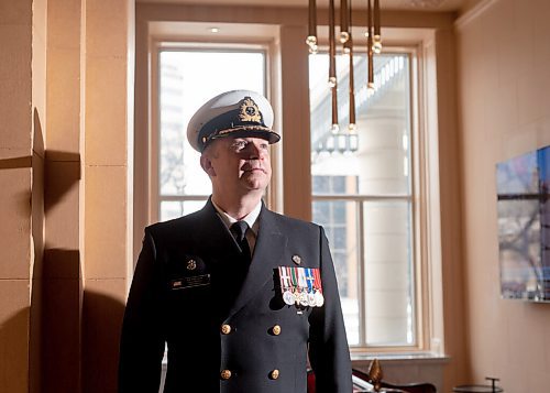 Mike Sudoma / Winnipeg Free Press
Commander of the HMCS Winnipeg, Doug Layton at the Fort Garry Hotel Tuesday afternoon while on an annual visit
March 15, 2022