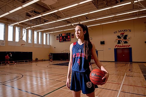 Mike Sudoma / Winnipeg Free Press
St Mary Flames guard, Emilia Banmann in between drills during practice at St Marys Academy Tuesday evening.
March 15, 2022