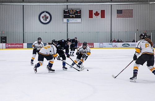 JESSICA LEE / WINNIPEG FREE PRESS

Collège Jeanne-Sauvé (wearing black) won the womens high school hockey championship against J.H. Bruns (3-0) on March 17, 2022 during the third finals game. 

Reporter: Taylor


