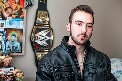 MIKAELA MACKENZIE / WINNIPEG FREE PRESS

Local pro wrestler Chad Osinski, aka Chad Daniels (stage name), poses for a portrait in his home in Winnipeg on Thursday, March 17, 2022. He's competing in an upcoming canada-wide competition in Montréal. For Taylor Allen story.
Winnipeg Free Press 2022.