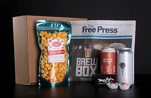 MIKE DEAL / WINNIPEG FREE PRESS
The Winnipeg Free Press Brew Box, which includes local beer and goodies.
For the April 2022 Brew Box 
For Erin Lebar.
220331 - Thursday, March 31, 2022.
