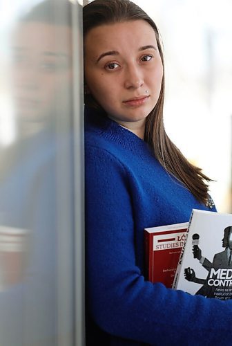 RUTH BONNEVILLE / WINNIPEG FREE PRESS

Faith- Ukrainian CMU student

Portrait of Anastasiia Seleznova in the CMU library. Seleznova, 25, is in her third year of media and communication studies at Canadian Mennonite University (CMU).

Story: Being a full-time university student is hard enough, what with the classes, assignments, exams and late-night studies.
Add in a war in your home country, along with fear for the safety of your family, and you have the situation facing Anastasiia Seleznova of Ukraine.


John Longhurst,
Reporter | Winnipeg Free Press

March 31st,  2022
