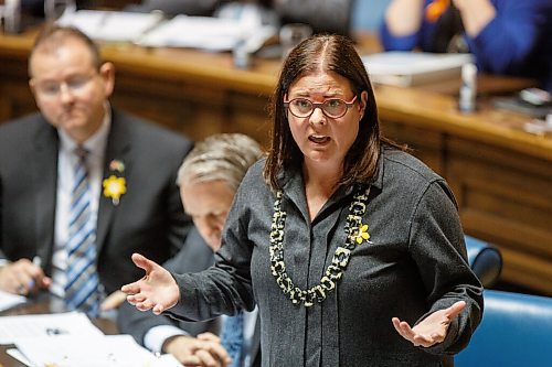 MIKE DEAL / WINNIPEG FREE PRESS
Premier Heather Stefanson during question period in the Manitoba Legislative building Monday afternoon.
220404 - Monday, April 04, 2022.