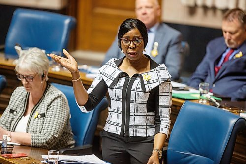 MIKE DEAL / WINNIPEG FREE PRESS
Health Minister Audrey Gordon during question period in the Manitoba Legislative building Monday afternoon.
220404 - Monday, April 04, 2022.