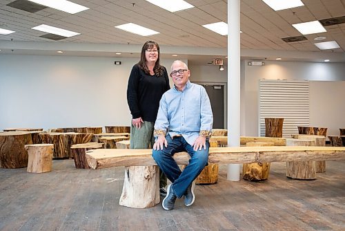 JESSICA LEE / WINNIPEG FREE PRESS

Paul Schimnowski (right) poses for a photo with daughter Jennifer Schimnowski Fredrickson in their store, Western Paint, on April 4, 2022. Their new offering is live-edge wood furniture.

Reporter: Dave