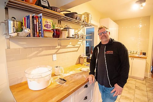 Mike Sudoma / Winnipeg Free Press
Bread maker, Jared Ozuk shows off his Winnipeg Bread hoody after making some dough in his kitchen Wednesday evening
April 5, 2022