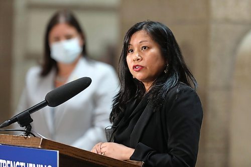 RUTH BONNEVILLE / WINNIPEG FREE PRESS

LOCAL - Stefanson/pre-budget

Gina Trinidad regional lead, Winnipeg Regional Health Authority, speaks at announcement. 

Premier Heather Stefanson announces new funding at pre-budget announcement for seniors and long-term care held at the grand staircase at the Legislative Building on Wednesday. 



April 6th,  2022
