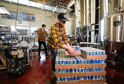 RUTH BONNEVILLE / WINNIPEG FREE PRESS

ENT - beer for Ukraine

Matthew Wolff (cap), Operations Manager at Torque Brewing, along with Kyle Maskiiw canning operator, are thrilled to start production of Ukraine Brew Friday.. Three thousand cans of the unique recipe will be produced with proceeds going to the Ukraine Crisis.  

Subject: Eight local craft breweries in Winnipeg are collaborating on a beer, with all proceeds going to a humanitarian relief fund in Ukraine. The beer recipe is from Pravda Brewing, a Ukrainian brewery based in Lviv.

The breweries collaborating are: Torque Brewing, Trans Canada Brewing, Nonsuch Brewing, Barn Hammer Brewing, One Great City Brewing, Devil May Care Brewing, Lake of the Woods Brewing, and Stone Angel Brewing.

Eva Wasney



April 8th,  2022
