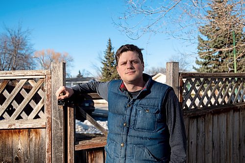 Mike Sudoma / Winnipeg Free Press
Marc Lagace in the yard of his newly bought home in St James Friday evening.
April 8, 2022