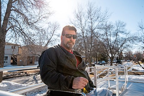 Mike Sudoma / Winnipeg Free Press
Jeff Carpenter sits in his wheelchair on his newly installed wheelchair ramp, after losing portions of his legs to a flesh eating disease
April 8, 2022