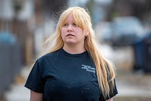Daniel Crump / Winnipeg Free Press. Danielle Kaye, 21, lives near where the homicide occurred. Winnipeg Police are investigating a suspected homicide at 527 Magnus avenue. Police were called to the area just after 6pm Friday evening for a report of an individual armed with weapons. April 9, 2022.