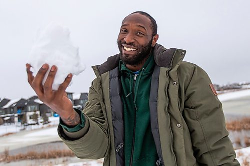 Daniel Crump / Winnipeg Free Press. Star Bombers defensive end Willie Jefferson poses for photos in Bridgewater. Two weeks ago, Jefferson and his family packed up their things in Texas to move full-time to Winnipeg. April 13, 2022.