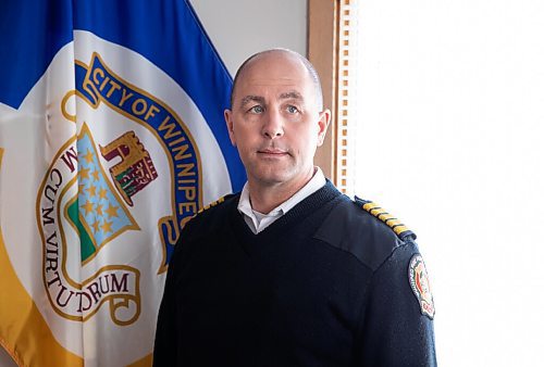 JESSICA LEE / WINNIPEG FREE PRESS

WFPS chief Christian Schmidt poses for a photo on April 19, 2022 at the UFFW office after a media event.


Reporter: Katlyn