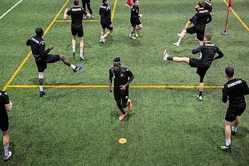 JESSICA LEE / WINNIPEG FREE PRESS

William Akio (19) is photographed with his teammates on April 20, 2022 during practice at the University of Manitoba field.

Reporter: Taylor