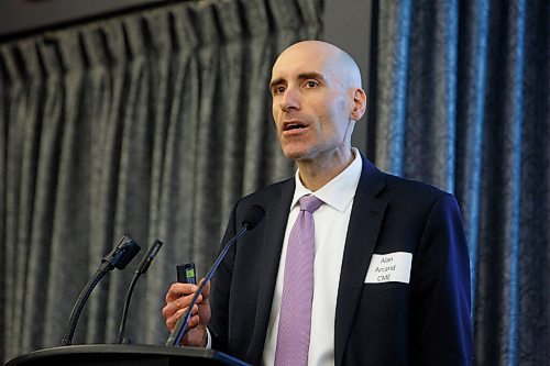 MIKE DEAL / WINNIPEG FREE PRESS
Alan Arcand, Chief Economist at Canadian Manufacturers and Exporters speaks during the Canadian Manufactures and Exporters (CME) annual meeting at the Norwood Hotel, 112 Marion Street, Wednesday morning.
See Martin Cash story
220427 - Wednesday, April 27, 2022.