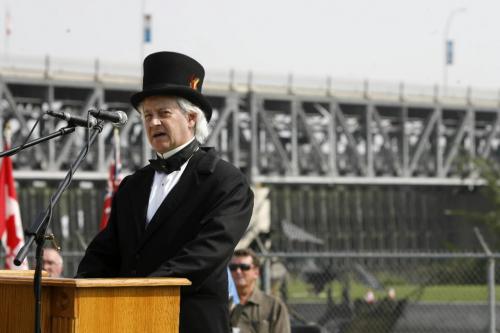 MIKE.DEAL@FREEPRESS.MB.CA 100821 - Saturday, August 21, 2010 -  J. Craig Oliphant dressed as Prime Minister Wilfred Laurier attends the 100 anniversary of his own opening of the St. Andrews Lock and Dam in Lockport, Manitoba. MIKE DEAL / WINNIPEG FREE PRESS