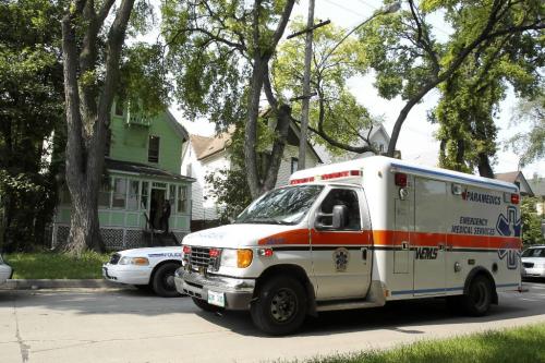 MIKE.DEAL@FREEPRESS.MB.CA 100821 - Saturday, August 21, 2010 -  A man was taken to hospital in stable condition after an altercation at a home on the 100 block of Austin Street North Saturday afternoon. Police were responding to a reported stabbing. Officers at the scene said it appeared the victim had been assaulted but not stabbed. The victim and his attacker had been drinking and got into a physical altercation, police said. MIKE DEAL / WINNIPEG FREE PRESS