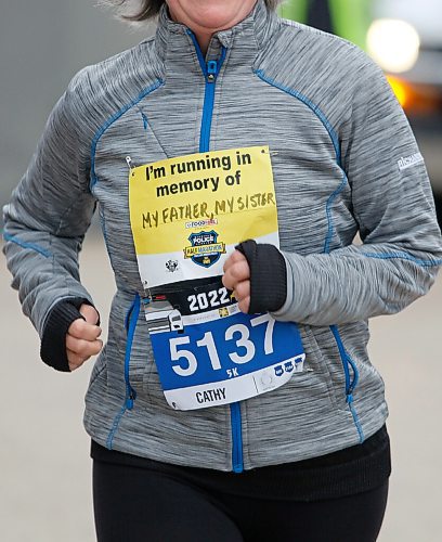 JOHN WOODS / WINNIPEG FREE PRESS
Many runners run for people in their lives who have died of cancer at the Winnipeg Police Service (WPS) Half Marathon in Assiniboine Park Sunday, May 1, 2022. Proceeds go to the Canadian Cancer Society.

Re: Searle