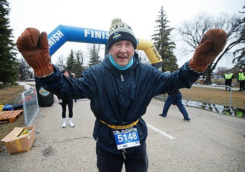 JOHN WOODS / WINNIPEG FREE PRESS
Jack Dubnicoff, 85, celebrates as he finishes at the Winnipeg Police Service (WPS) Half Marathon in Assiniboine Park Sunday, May 1, 2022. Proceeds go to the Canadian Cancer Society. When asked why he ran he replied, "I love to run, and I've got to keep going until I get around the corner"

Re: Searle