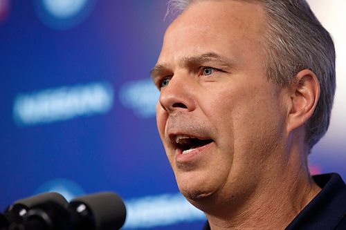 MIKE DEAL / WINNIPEG FREE PRESS
Winnipeg Jets GM Kevin Cheveldayoff speaks to the media the day after the 2022 regular season ended.
220502 - Monday, May 02, 2022.