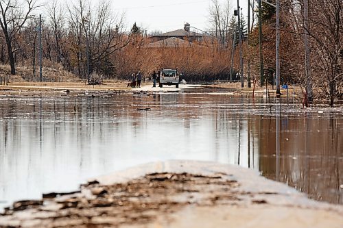 MIKE DEAL / WINNIPEG FREE PRESS
The Red River is already running over its banks cutting off access to Red River Drive about 5 kms south of the Turnbull Drive and Pembina Hwy intersection.
220503 - Tuesday, May 03, 2022.