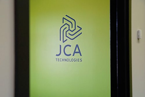 JESSICA LEE / WINNIPEG FREE PRESS

The JCA Technologies logo is photographed at the JCA office on May 4, 2022.

Reporter: Martin Cash