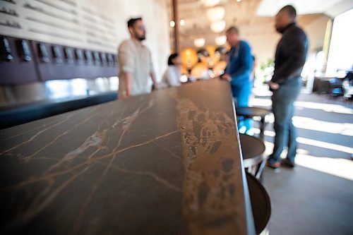 Daniel Crump / Winnipeg Free Press. The countertop of the bar at Low Life Barrel House in Winnipeg is made of porcelain. May 4, 2022.