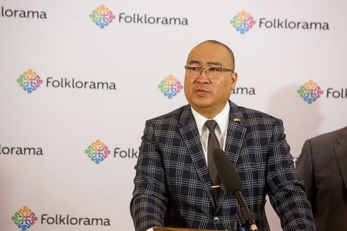 MIKE DEAL / WINNIPEG FREE PRESS
Jon Reyes, Advanced Education, Skills and Immigration Minister, announces that the province is giving Folklorama $400,000 with about $100,000 earmarked to keep admission prices lower to boost attendance. 
220505 - Thursday, May 05, 2022.