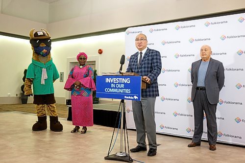 MIKE DEAL / WINNIPEG FREE PRESS
Jon Reyes, Advanced Education, Skills and Immigration Minister, announces that the province is giving Folklorama $400,000 with about $100,000 earmarked to keep admission prices lower to boost attendance. 
220505 - Thursday, May 05, 2022.