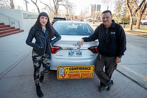 MIKE DEAL / WINNIPEG FREE PRESS
Daneige Lepage (left) just got her drivers licence after getting lessons from Harold Tabin (right) owner of A Confidence Driving School. 
See Kevin Rollason story 
220505 - Thursday, May 05, 2022.