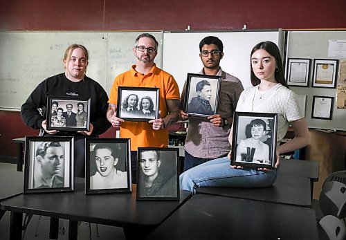 RUTH BONNEVILLE / WINNIPEG FREE PRESS

LOCAL - holocaust documentary, Westwood Collegiate

Portrait of Westwood Collegiate teacher, Kelly Hiebert (yellow) and grade 12 students. Megan Morant, Nathan Varghese and Jasper Bain (left - right).  Each person holds a photo of a holocaust survivor that they personally interviewed and with photos of survivors who were interviewed by  other students on the table. 


Students at Westwood Collegiate have made a documentary about combating hate and antisemitism through Holocaust survivor testimony and student voice. Their documentary is two years in the making, and called Truth Against Distortion and soon to be launched.  

LONGHURST 
 
May 05, 2022
