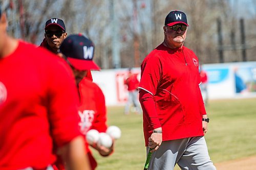 MIKAELA MACKENZIE / WINNIPEG FREE PRESS

Goldeyes manager Rick Forney on the first day of training camp, which is being held at Shaw Park again for the first time in two years (owing to the pandemic), in Winnipeg on Thursday, May 5, 2022. For Taylor Allen story.
Winnipeg Free Press 2022.